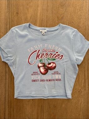 Full Tilt Light Blue Graphic Cherry Tee size L